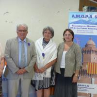 Le Colonel Gérard ISERN, décoré, accompagné de Mme Cécile BRENNAN-SARDOU, Présidente AMOPA66 et Mme Laure ARINO, DASEN des Pyrénées-Orientales.